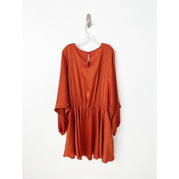 NWT Anthropologie Caballero Long-Sleeve Dress M $180 Orange Black Blouson - Picture 8 of 10